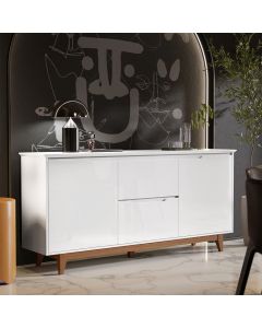 Buffet Aparador para Sala de Jantar 2 Portas 1 Gaveta Base em Madeira Maciça Flow - Branco