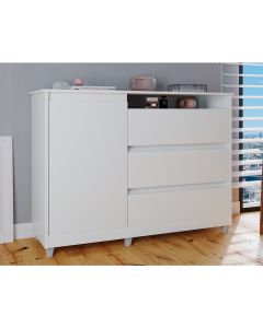 Cômoda Solteiro Minimalista Sky 3 Gavetas 1 Porta - Branco