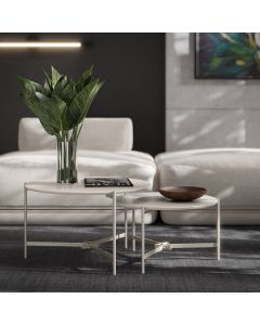 Conjunto Mesa de Centro Industrial Prisma Tampo - Off White